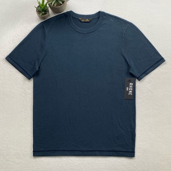 Rhone Compass Knit Short Sleeve Sweater Tee (Deep Sea Blue/True Navy) - Picture 1 of 16